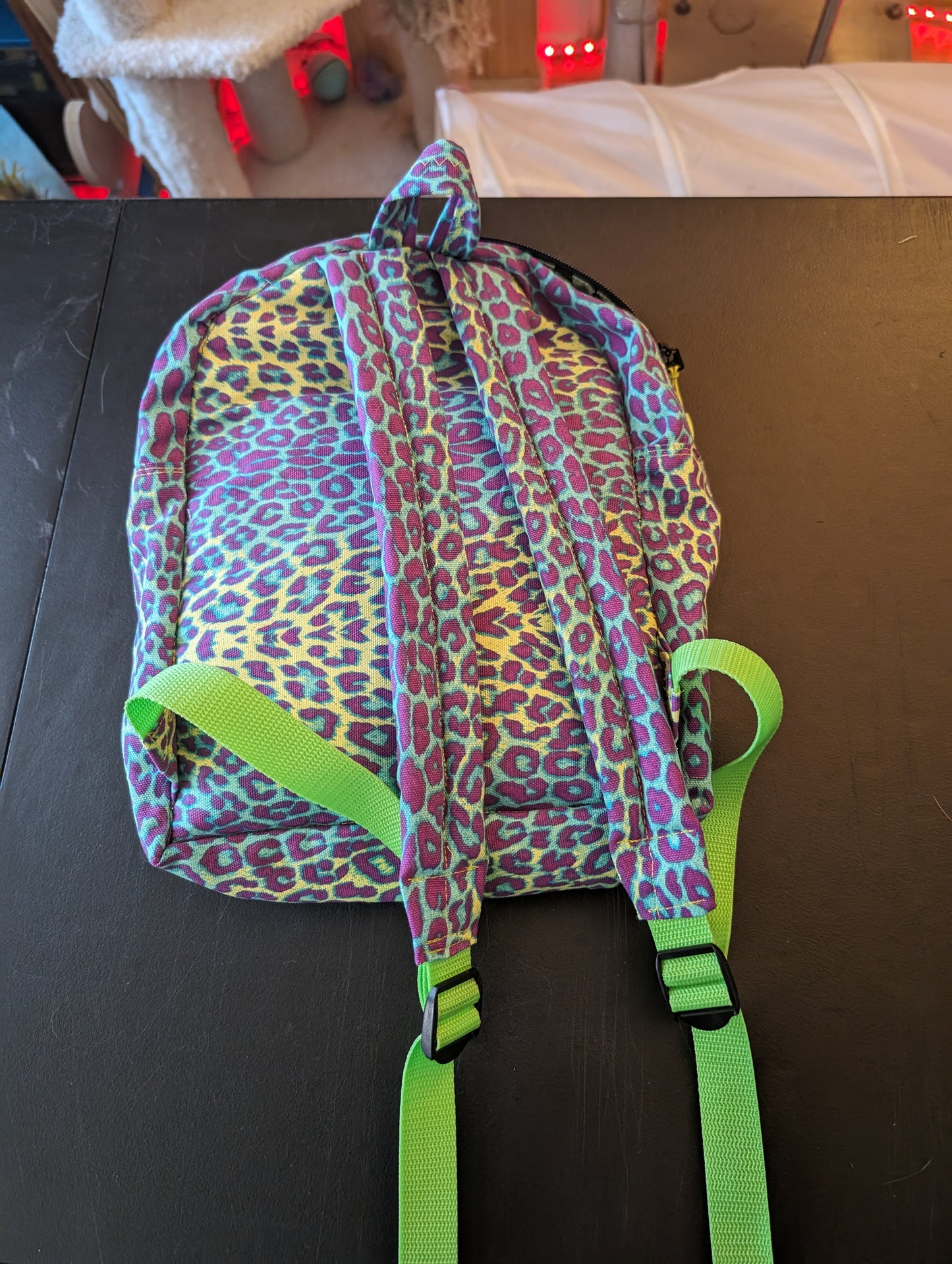 Gianna's Custom Neon Cheetah Backpack